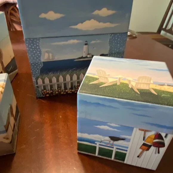 Set of 7 Decorative Storage boxes Bob’s Boxes “Endless Summer” box set NWOT - Picture 3 of 5